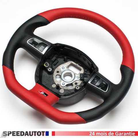 VOLANT aplati Cuir en ROUGE-NOIR AUDI A3 A5?24MOISDEGARANTIE-