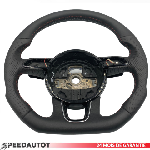 S LINE   Volant Aplati Cuir Noir AUDI A3, A4, A5, Q3, Q5 DSG