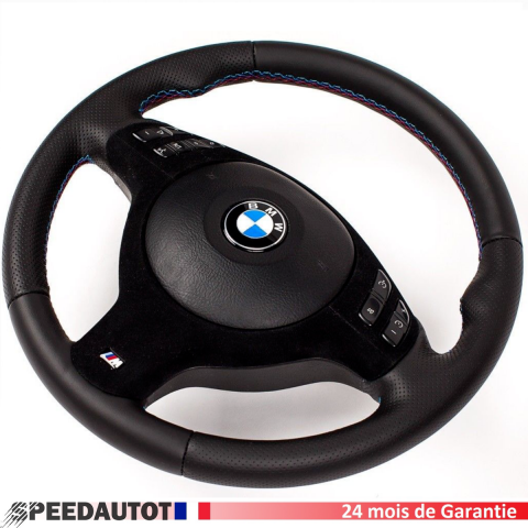  CUIR Volant BMW E46 e39 X5 Noir ALCANTARA multionction avec airbag