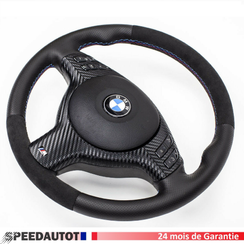 Volant cuir BMW E39 X5 M et ALCANTARA, IRIS MULTIFONCTION  avec airbag