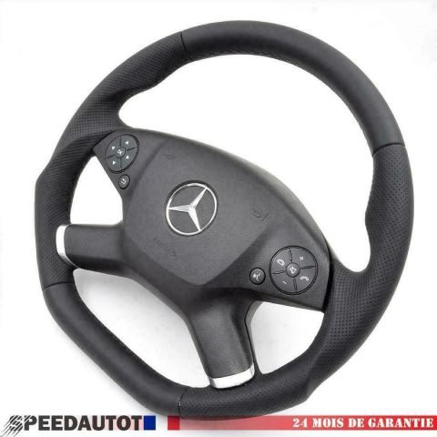 VOLANT PLAT TUNING VOLANT CUIR MERCEDES W212 CLASSE E + AIRBAG 