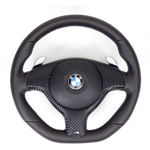 TUNING Lederlenkrad + Airbag BMW E39,E46 M3 M5 X5 3,0i UNTEN ABGEFLACHT SMG   
