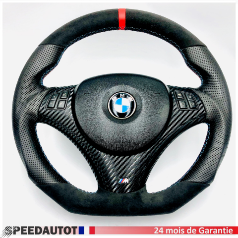 Tuning aplati BMW M-Power volant Alcantara E84 E87 E88 E90 E91 avec airbag.